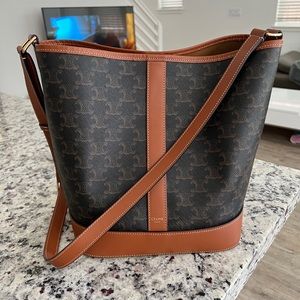 celine canvas bucket bag